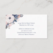 Monogram Navy Blue Pink Floral Women's Visitenkarte (Rückseite)