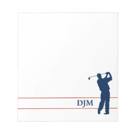 Monogram Navy Blue Silhouette Golfer Notizblock
