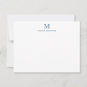 Monogram Navy Blue Simple Classic Formal Elegant Mitteilungskarte