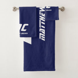 Monogram Navy Blue Sports Simple Masculine Initial Badhandtuch Set