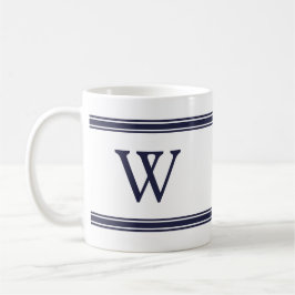 Monogram Navy Blue Stricking personalisierte Mug Kaffeetasse