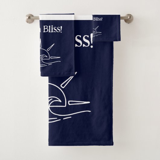 Monogram Navy Blue Stripes Nautic Beach House Badhandtuch Set (Insitu)