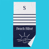 Monogram Navy Blue Stripes Nautic Beach House Badhandtuch Set