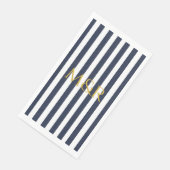 Monogram Navy Blue Stripes Striping Wedding Serviette (Ecke)