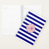 Monogram Navy Blue und Baby Pink Strickmuster Planer (Anzeige)