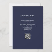 Monogram Navy Blue und Gold QR Code Hochzeit Einladung (Rückseite)