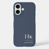 Monogram Navy Blue White Beruflich Elegant Case-Mate iPhone Hülle (Rückseite)