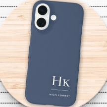 Monogram Navy Blue White Beruflich Elegant