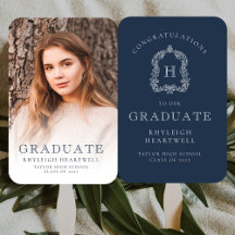 Monogram Navy Blue White Foto Abschluss