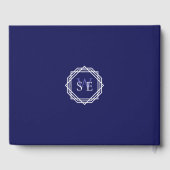 Monogram Navy Blue White Geometric Wedding Gästebuch (Rückseite)