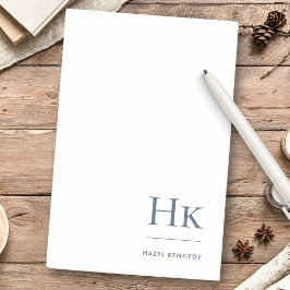 Monogram Navy Blue White Simple Modern Minimal Post-it Klebezettel