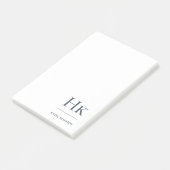 Monogram Navy Blue White Simple Modern Minimal Post-it Klebezettel (angewinkelt)