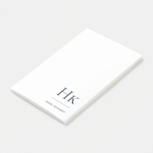 Monogram Navy Blue White Simple Modern Minimal Post-it Klebezettel (angewinkelt)