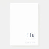 Monogram Navy Blue White Simple Modern Minimal Post-it Klebezettel (Vorderseite)
