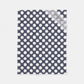 Monogram Navy Blue White Trendy Polka Dot Pattern Fleecedecke (Vorderseite)