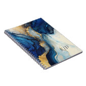 Monogram Navy Gold Alcohol Tinte Aquarell Splash Notizblock (Rechte Seite)