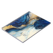 Monogram Navy Gold Alcohol Tinte Aquarell Splash Notizblock (Linke Seite)
