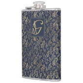 Monogram Navy Gold Leaf New Wohngestaltung Gift Flachmann (Links)