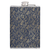 Monogram Navy Gold Leaf New Wohngestaltung Gift Flachmann (Rückseite)