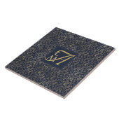 Monogram Navy Gold Leaf New Wohngestaltung Gift Fliese (Seite)
