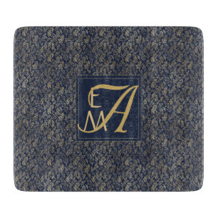 Monogram Navy Gold Leaf New Wohngestaltung Gift Schneidebrett