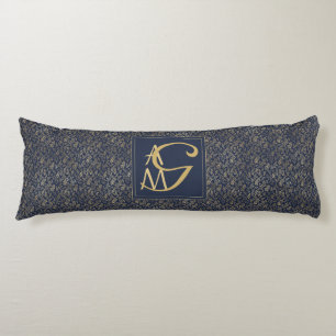 Monogram Navy Gold Leaf New Wohngestaltung Gift Seitenschläferkissen