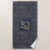 Monogram Navy Gold Leaf New Wohngestaltung Gift Strandtuch (Vorderseite)