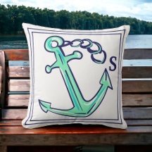 Monogram Navy Green Anchor Nautical Boat