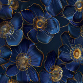 Monogram Navy Kitchen Towel Gold Flowers Style Geschirrtuch