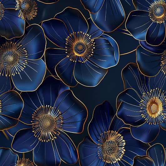 Monogram Navy Kitchen Towel Gold Flowers Style Geschirrtuch