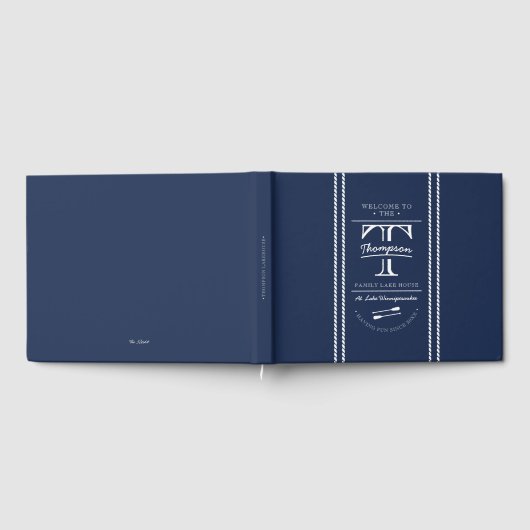 Monogram Navy Nautic Lake House Gästebuch (Voll)