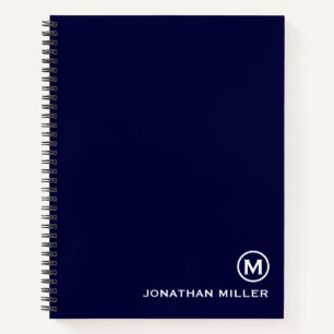 Monogram Navy Spiral Notebook Notizblock