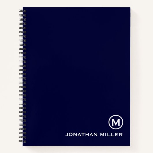 Monogram Navy Spiral Notebook Notizblock (Vorderseite)