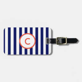 Monogram Navy Strip Gepäckmarke Gepäckanhänger