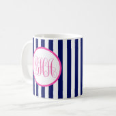 Monogram Navy Strip Kaffeetasse (Vorderseite Links)