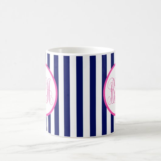 Monogram Navy Strip Kaffeetasse (Mittel)