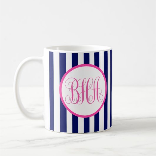 Monogram Navy Strip Kaffeetasse (Links)