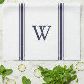 Monogram Navy Strip Personalisiert Küchentücher (Gefaltet)
