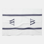 Monogram Navy Strip Personalisiert Küchentücher (Horizontal)