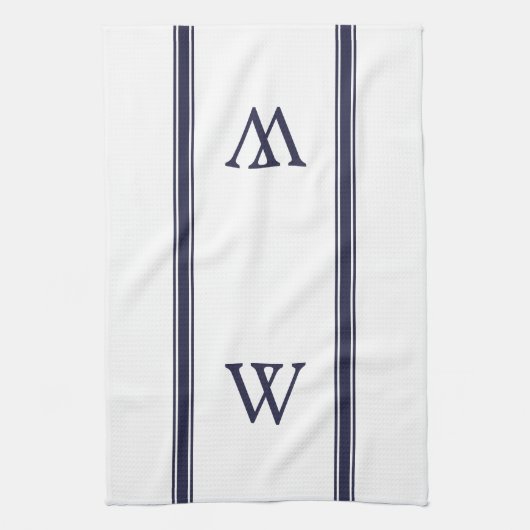 Monogram Navy Strip Personalisiert Küchentücher (Vertikal)