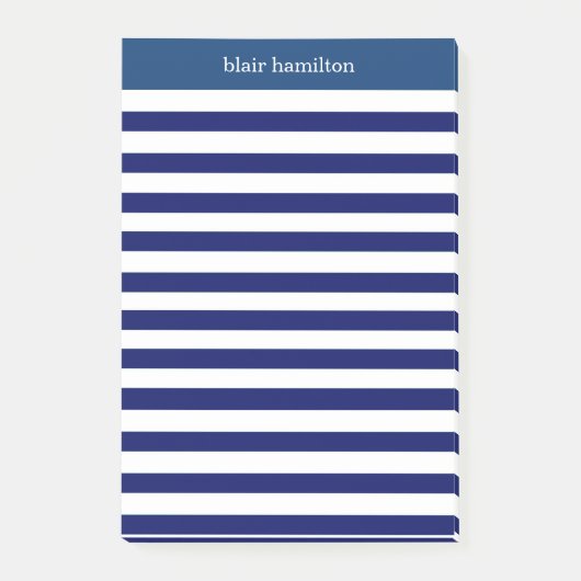 Monogram Navy Strip Post-it Klebezettel (Vorderseite)