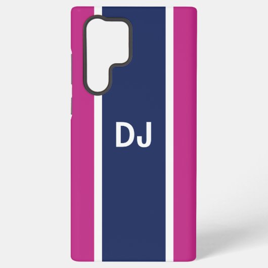 Monogram Navy Stripe MagSafe Tough Samsung Galaxy Hülle (Rückseite)