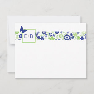 Monogram Navy und Limon Flat Note Card Mitteilungskarte