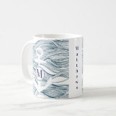 Monogram Navy und White Nautical Anchor Kaffeetasse (Vorderseite Links)
