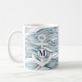 Monogram Navy und White Nautical Anchor Kaffeetasse (Links)