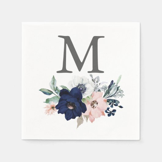 Monogram Navy Wedkin Napkin Cocktail Napkin Serviette (Vorderseite)