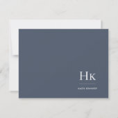 Monogram Navy White Simple Elegance Social Notecar Mitteilungskarte (Rückseite)