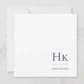Monogram Navy White Simple Elegance Social Notecar Mitteilungskarte (Vorderseite)
