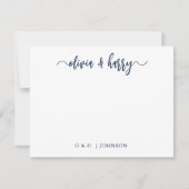 Monogram Navy White Wedding Note Card Mitteilungskarte (Vorderseite)