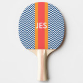 Monogram Navy Zickzack Ping Pong Paddle Tischtennis Schläger (Vorderseite)